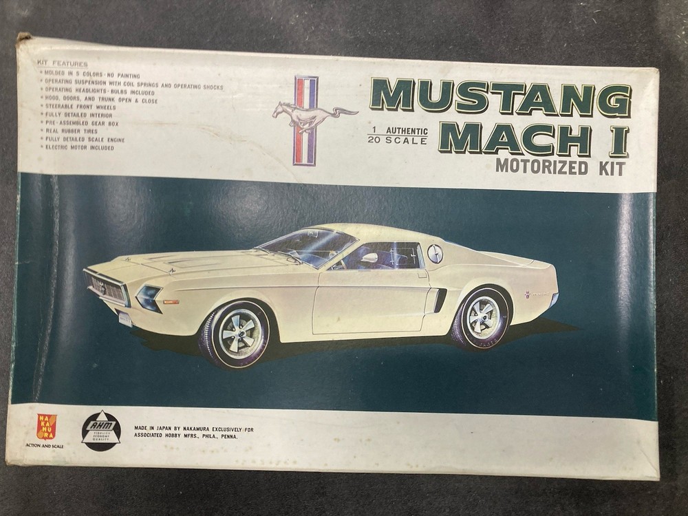Nakamura AHM Ford Mustang Mach I Motorized Model Kit NK1798 New Open Box