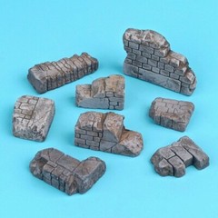 2-6cm Painted Diorama Building Ruins Rubble Brick Wall Base Scene Props Model