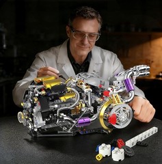 Collectible 1394 PCS V8 Engine Building Block Set with Light & Spray Effects