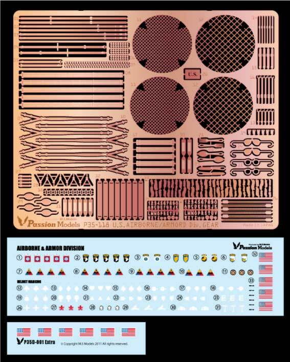 Passion Models P35-118 1/35 WWII U.S Army Airborne/Armored Gear Set with Decal