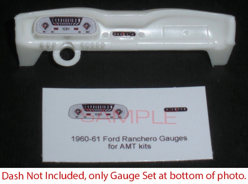 1960 – 1961 FORD RANCHERO GAUGE FACES for 1/25 scale AMT MODEL kits—PLEASE READ
