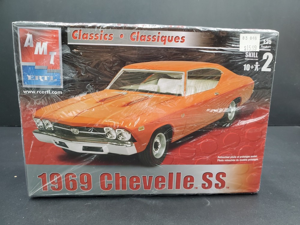 🔥😎1969 CHEVROLET CHEVELLE SS MODEL KIT AMT ERTL 1/25 SCALE Kit # 31792-1HD🔥😎