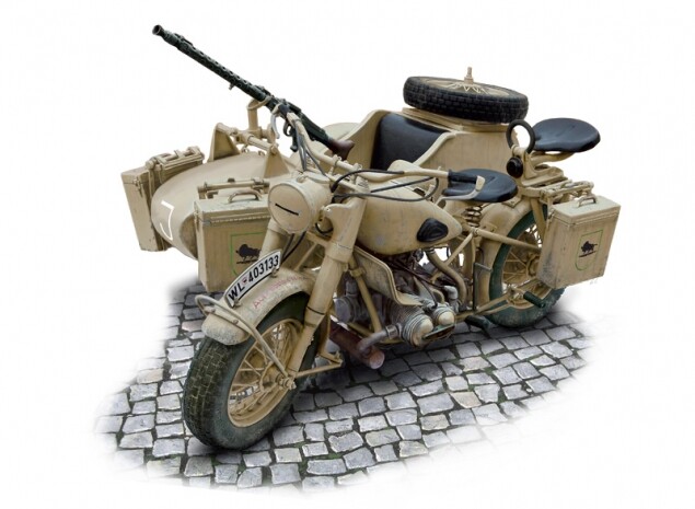 Italeri Models 1/9 BMW R75 German Military Motorcycle with Sidecar