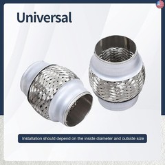 2PCS Exhaust Flex Pipe Stainless Steel Double Braid 2.25″Inch (2 1/4″) ID x 4″