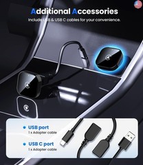 Teeran 2 in 1 Wireless CarPlay and Android Auto Adapter, Easy Setup Plug and