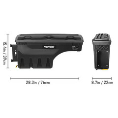 28 In. ABS Truck Bed Storage Box 6.6 Gal. Driver Side Truck Tool Box with Passwo