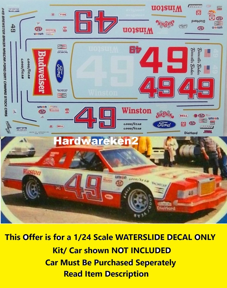 NASCAR DECAL #49 BUDWEISER WINSTON SIX-PACK 1981-82 THUNDERBIRD/ CAMARO B BAKER