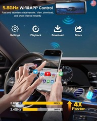 4K Dash Cam Front, Built-in 5.8G WiFi, Free 64GB Card & 48W A+C Car Charger