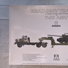 Takom 2095 1/35 Scale KRAZ-260V Tractor with Semi-Trailer and T-55 AMV NIB READ*