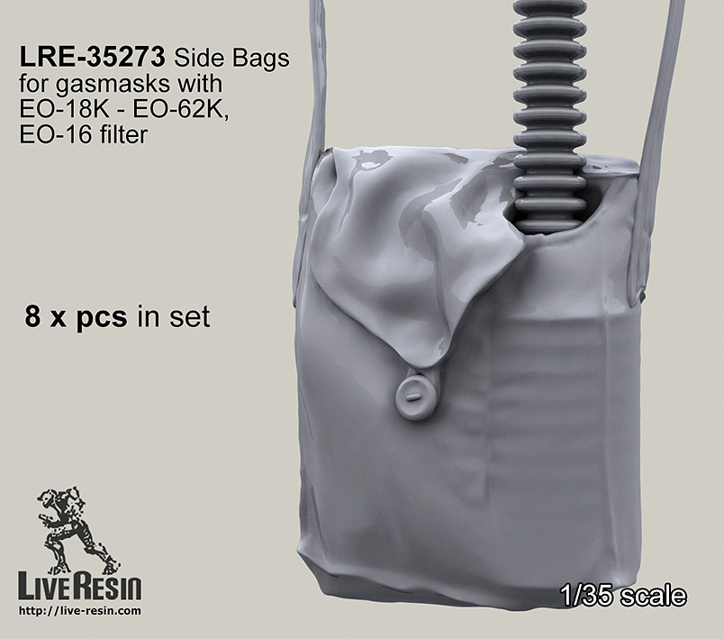 Live Resin 1/35 LRE-35273 Empty Side Bags for PMG-2 Russian Military Gasmasks