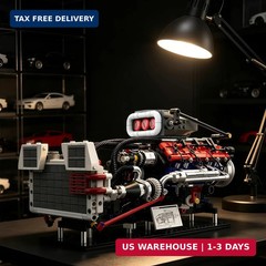 V8 Supercharged Engine Model Set MOC 8-Cylinder Car Motor Kit That Runs 1151PCS