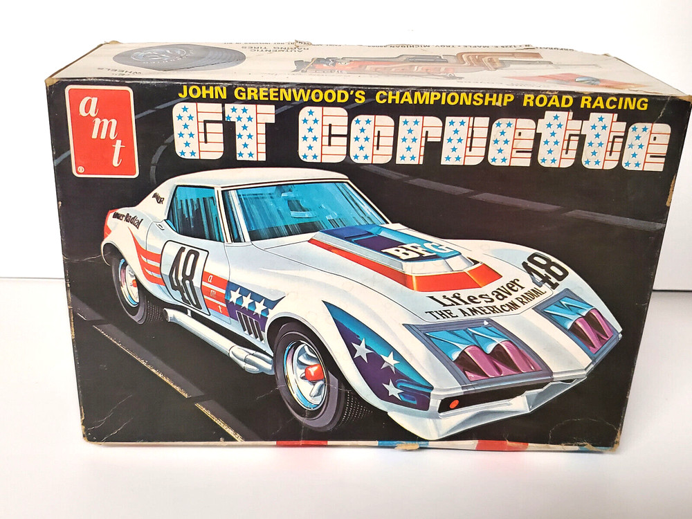 Vintage AMT Model Kit #T389 John Greenwood GT Corvette Racing 1/25 Parts Sealed