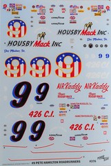 NASCAR DECAL # 9 HOUSBY MACK INC. 1971 PLYMOUTH ROAD RUNNER PETE HAMILTON 1/25