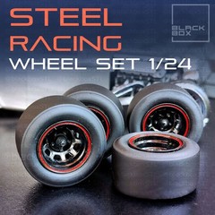 1:25-1:24 Scale Steel wheel racing slicks with brakes-unpainted-unasembled