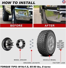 8×6.5 Wheel Spacers for 2013-2023 Ram 2500, 2012-2018 Ram 3500 with 14×1.5