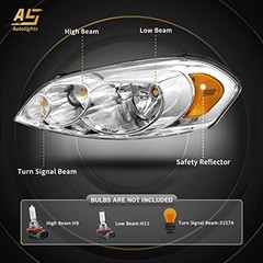 Headlight sembly OE Replacement A-Chrome Housing Amber Reflector Clear Lens