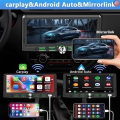 Single Din Touchscreen Radio with Wireless Apple CarPlay & Android Auto,