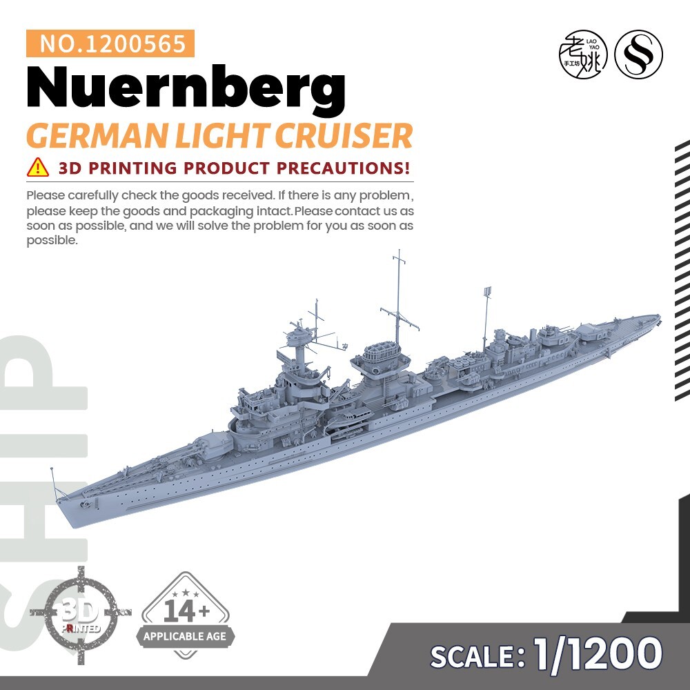 SSMODEL 565 1/1200 Military Model Kit German Nuernberg Light Cruiser GAMES