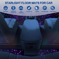 Starlight Floor Mats for Car, LED Fiber Optic Mats with App Control, Universal F