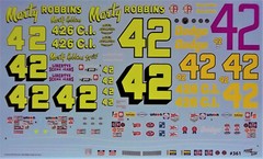 NASCAR DECAL #42 MARTY ROBBINS 1971-1977 DODGE CHARGER MARTY ROBBINS 1/25