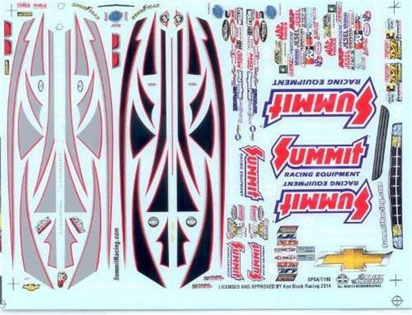 Slixx 7190 Summitt Camaro P/S white or red car 1/24 Drag decal