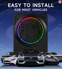 1200W RGB Subwoofer, Slim Underseat Car Subwoofer and Amp Package with RGB