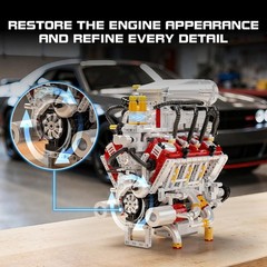 V8 Engine Model Kit DIY STEM Build Your Own Car Engine 2347pcs for Kids Adults