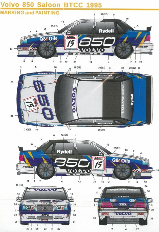 SK Decal 1/24 Volvo 850 Saloon BTCC 1995 Decal for Tamiya from Japan 10147