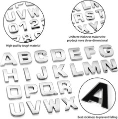 43Pcs Car Emblem Letters Sticker DIY 3D Chrome Number Symbol Badge Decal