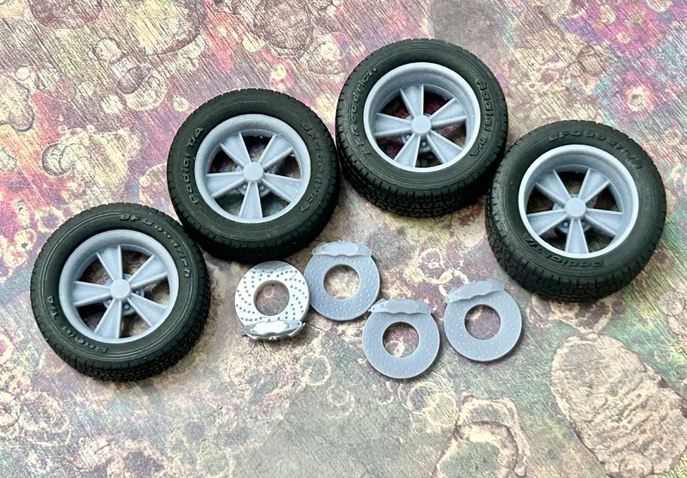 1/24 Scale: 17-inch “Hurst” wheels W/ Wide Rear Tires; Resin 1/25