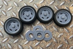 Resin 1/24: 21/20 Scale Inch Chevy Rally Wheels With Wide Rear Tires. 1/25