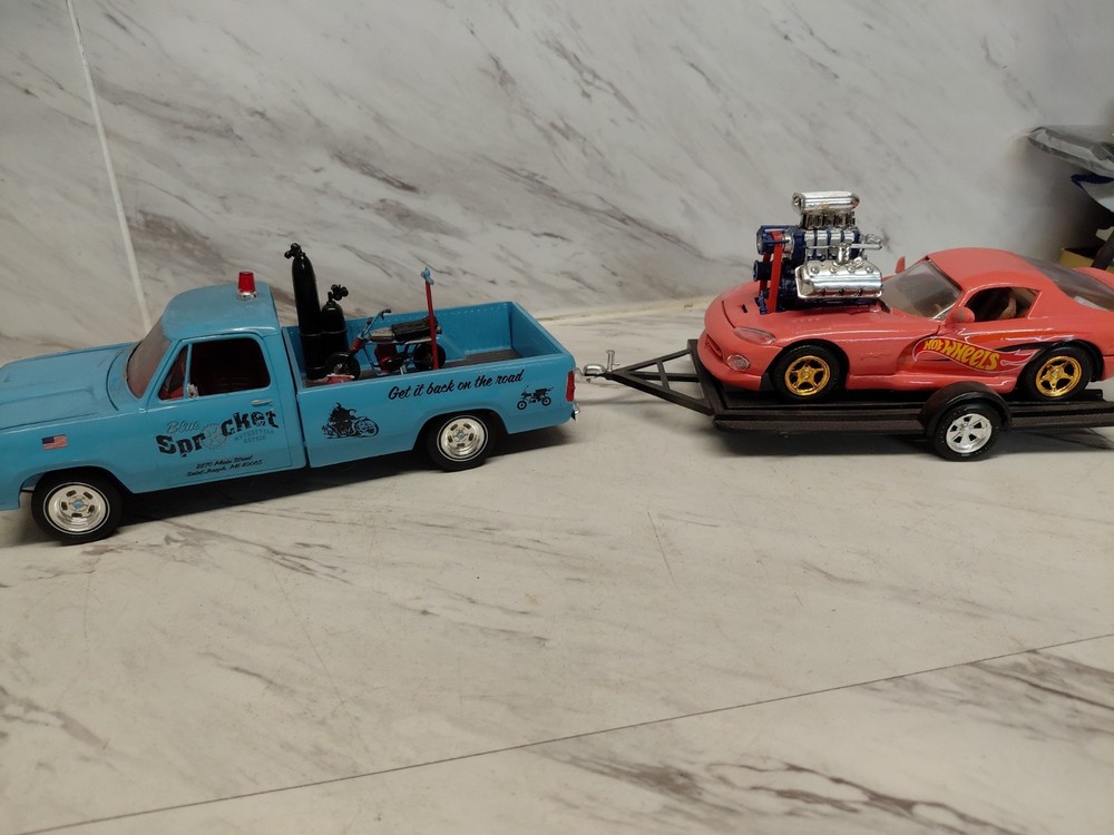 Model Junkyard/parts Plastic ,Nice Custom Car Lot Of 3 Race Car/ Truck/Trailer