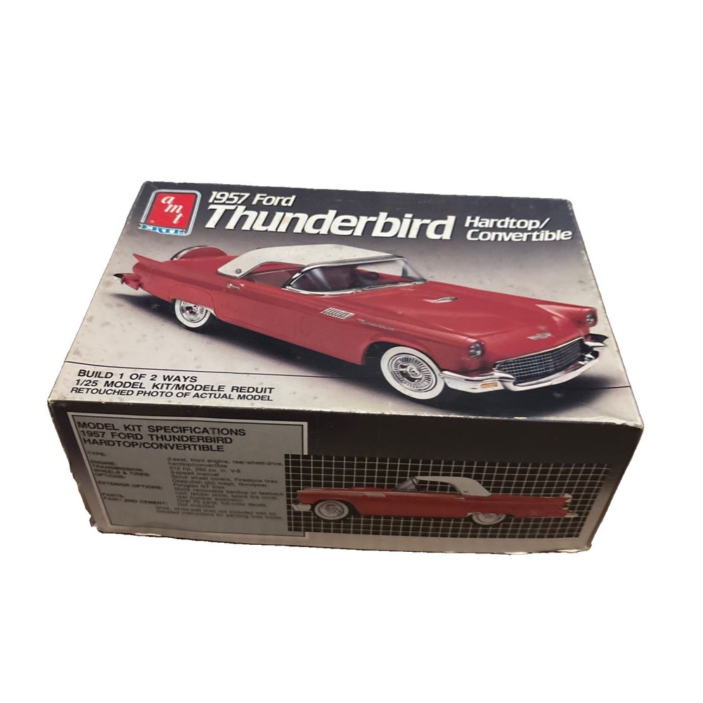 AMT ERTL 1957 Ford Thunderbird 1/25 Scale Plastic Model Kit 1989 Open Box