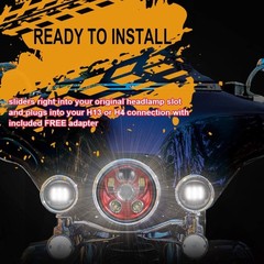 5.75″ LED Motorcycle Headlight Projector Lamp Iron 883 Sportster Dyna Red