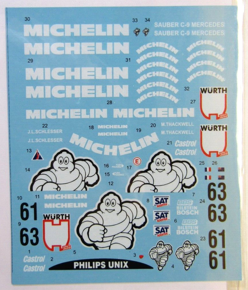 Decalpool 1/24 Sauber Mercedes C9 Michelin Supersprint Nur ’87 Decal Sheet DP235
