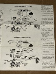 1960’s AMT 1940 Ford Deluxe Coupe 3-in-1 Trophy Series Model Kit Instructions