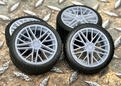 1/24 Scale: 21/20 In. “C6 Corvette ZR1” Wheels W/ Wide Rear Tires