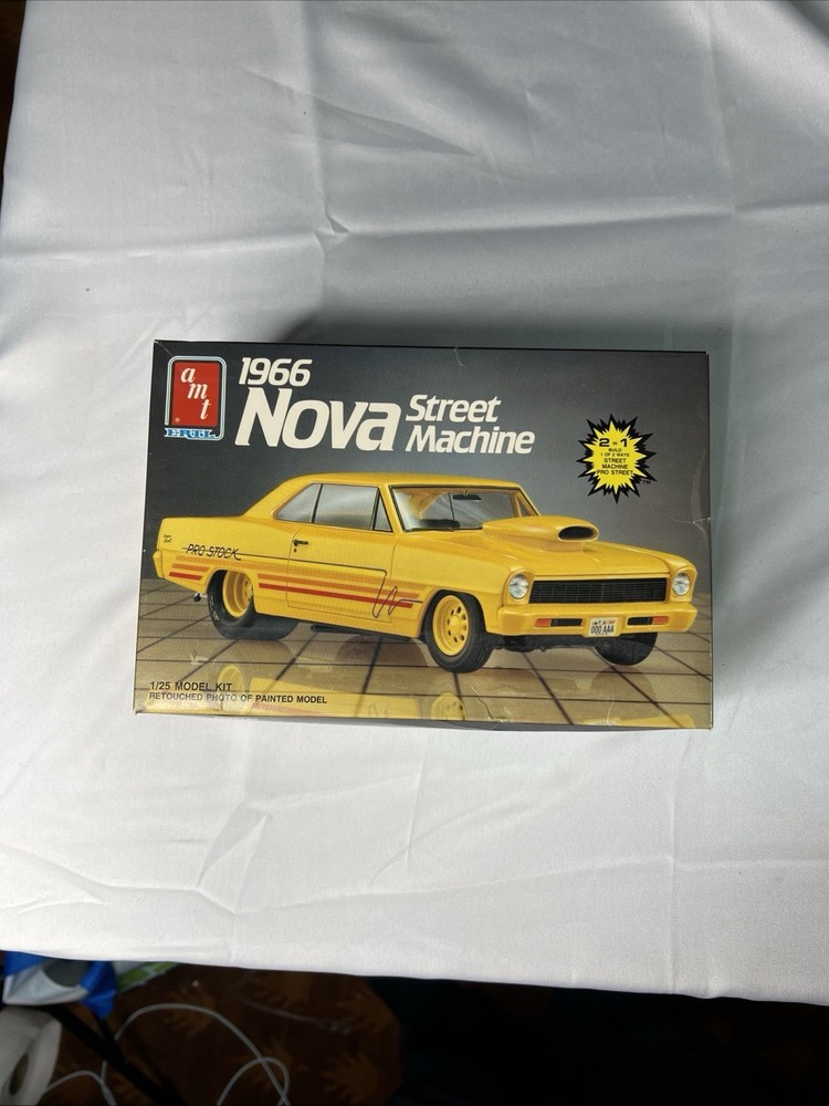 AMT Ertl 1966 Nova Street Machine 1:25 Unassembled Yellow Plastic Pro Street NOB