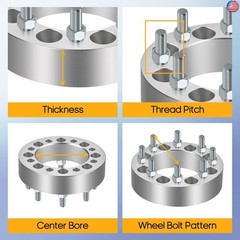 OCPTY 4PCS 2″ Wheel Spacers 8×6.5 to 8×6.5 Wheel Adapters 9/16″ Studs 130mm