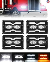 SUPAREE 4PCS 4×6 LED Headlights: DOT Rectangular Truck LED Headlights with