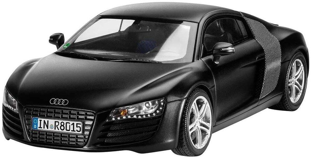 1/24 Audi R8 Matte Black Plastic Model Kit Revell 07057