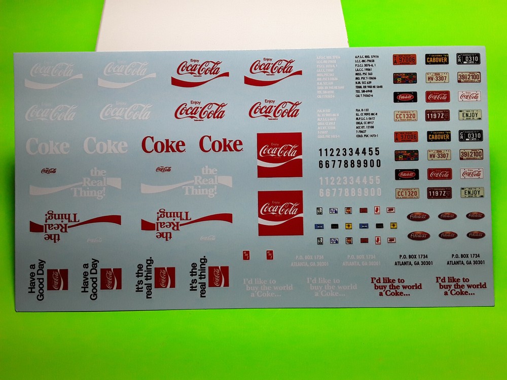 Peterbilt 352 Pacemaker Cabover 1/25 waterslide decal sheet Coca-Cola Coke COE