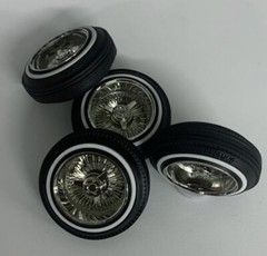 1:10 13” Chrome Real Steel Wire Wheels And 3 Prong Knock Offs on 520’s For RC