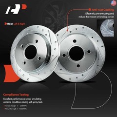 A-Premium 9.97 inch (253mm) Rear Drilled and Slotted Disc Brake Rotors
