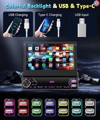 7 inch Single Din Flip Out IPS Touchscreen Car Stereo, 1 Din Car Stereo with