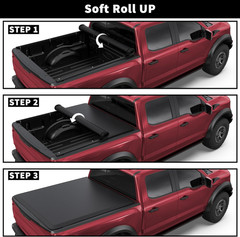 Soft Roll up Truck Bed Tonneau Cover Compatible for 2015-2024 2025 Ford F-150 F1