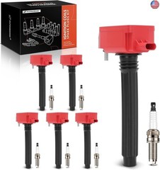 A-Premium Ignition Coil (Red) with 3-Pins and Iridium Spark Plugs Compatible