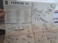 Vtg Double Sided Porsche 907 Ferrari P4 Model Car Instruction Sheet AMT Co.