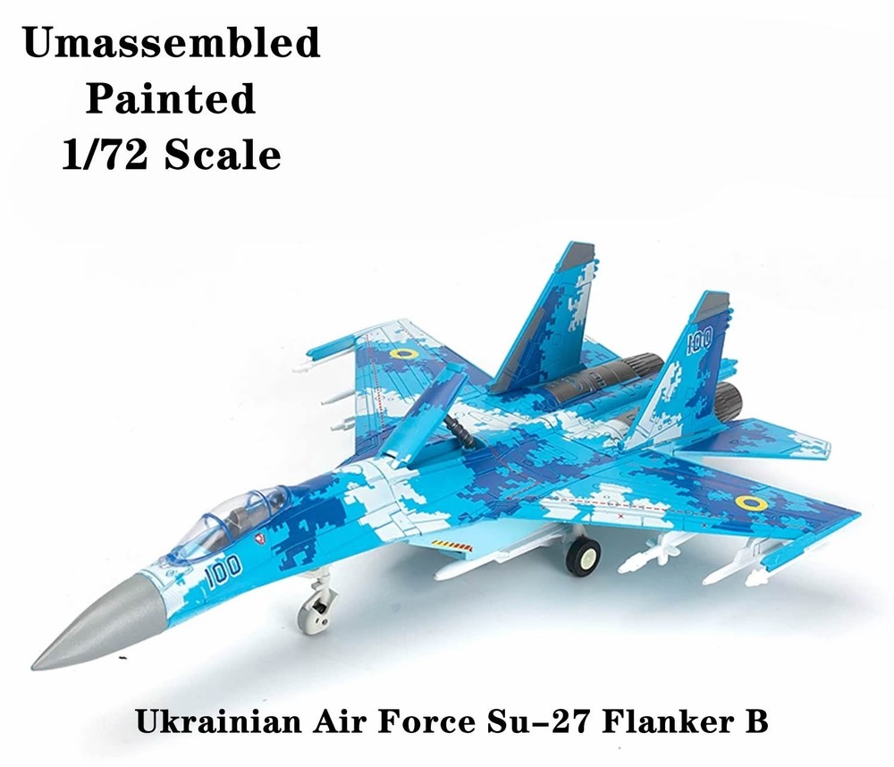 1/72 Scale Ukrainian Su-27 Flanker B Fighter Model Plastic Painted Unassembled