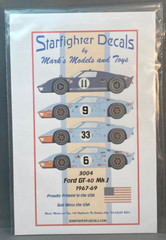 1/32 Starfighter Decals 3004 for Ford GT Mk 1 Gulf 1967-67 LeMans Daytona